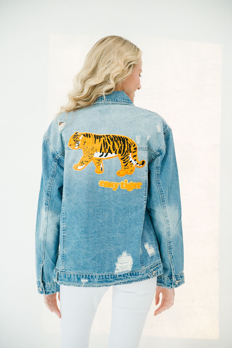 Jm Custom Denim Jacket - Boyfriend Distressed Medium Wash | Judith March