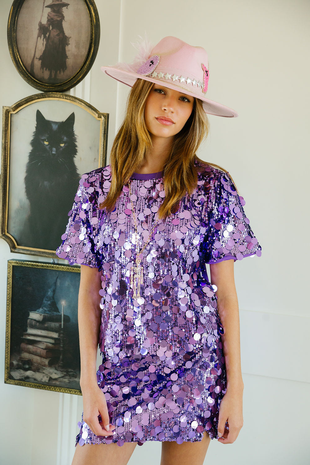 Purple sequin blouse on sale