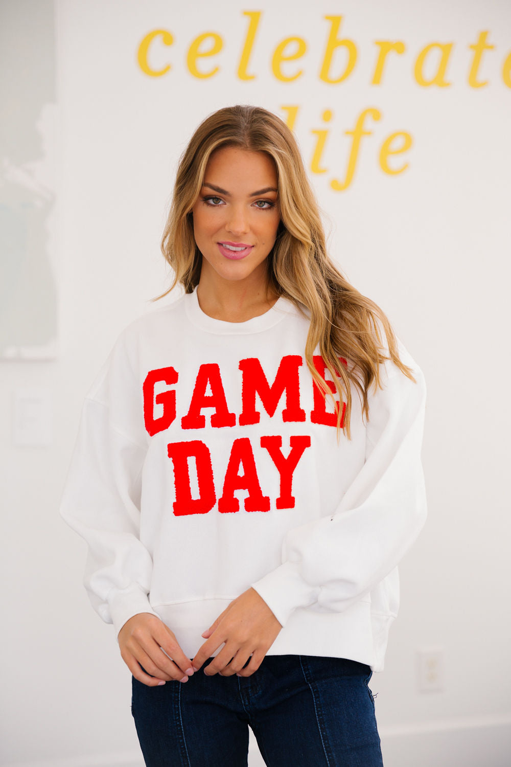 Game Day Patch Letter Sweatshirt – Broadway & Main Boutique