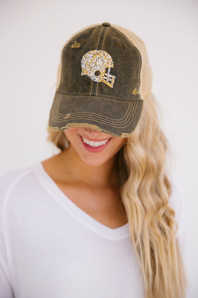 CUSTOM FOOTBALL HELMET PATCH HAT Judith March