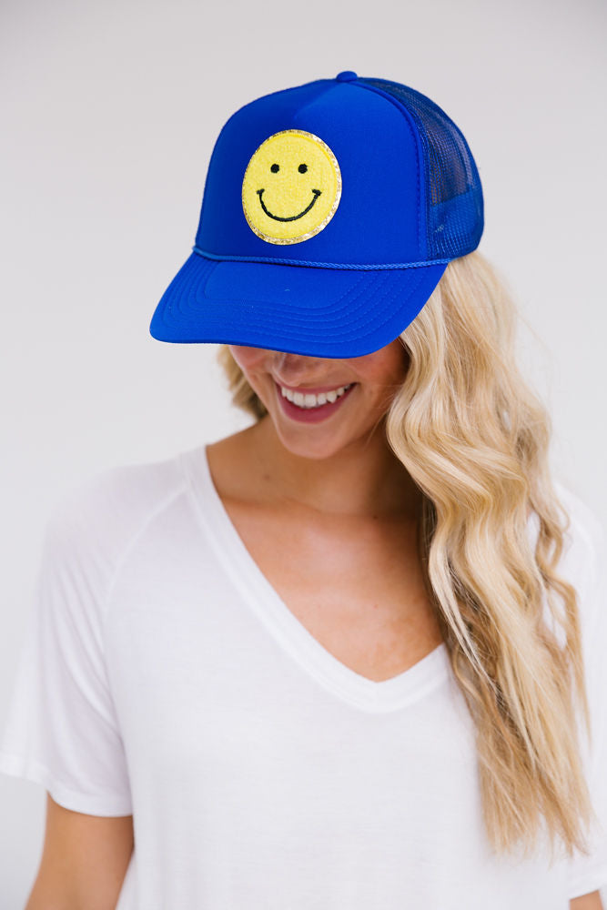 YELLOW SMILEY PATCH HAT