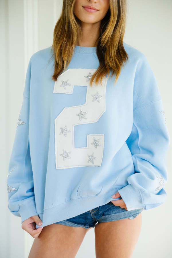 CUSTOM NUMBER PATCH PULLOVER PULLOVER Judith March SMALL LIGHT BLUE - AS PICTURED 