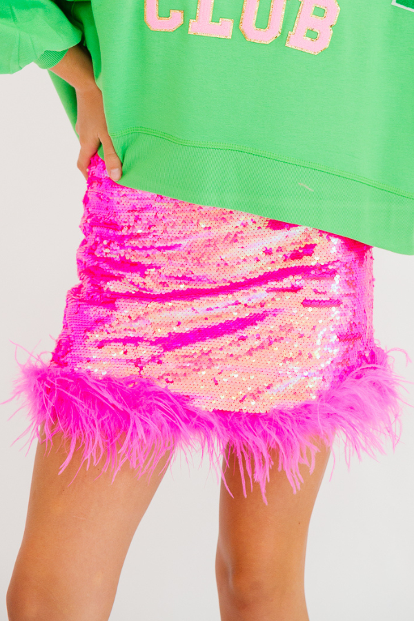 SEQUIN SKIRTS SKIRT Judith March SMALL NEON PINK 