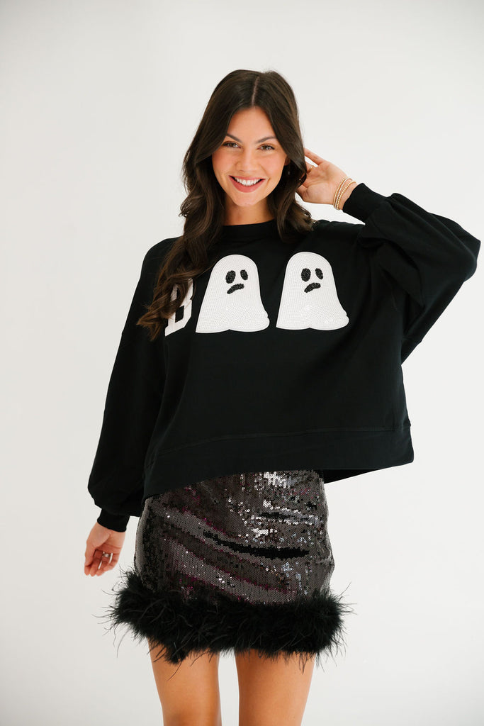 BOO GHOST BLACK PULLOVER PULLOVER Judith March   