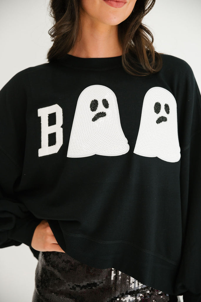 BOO GHOST BLACK PULLOVER PULLOVER Judith March SMALL  