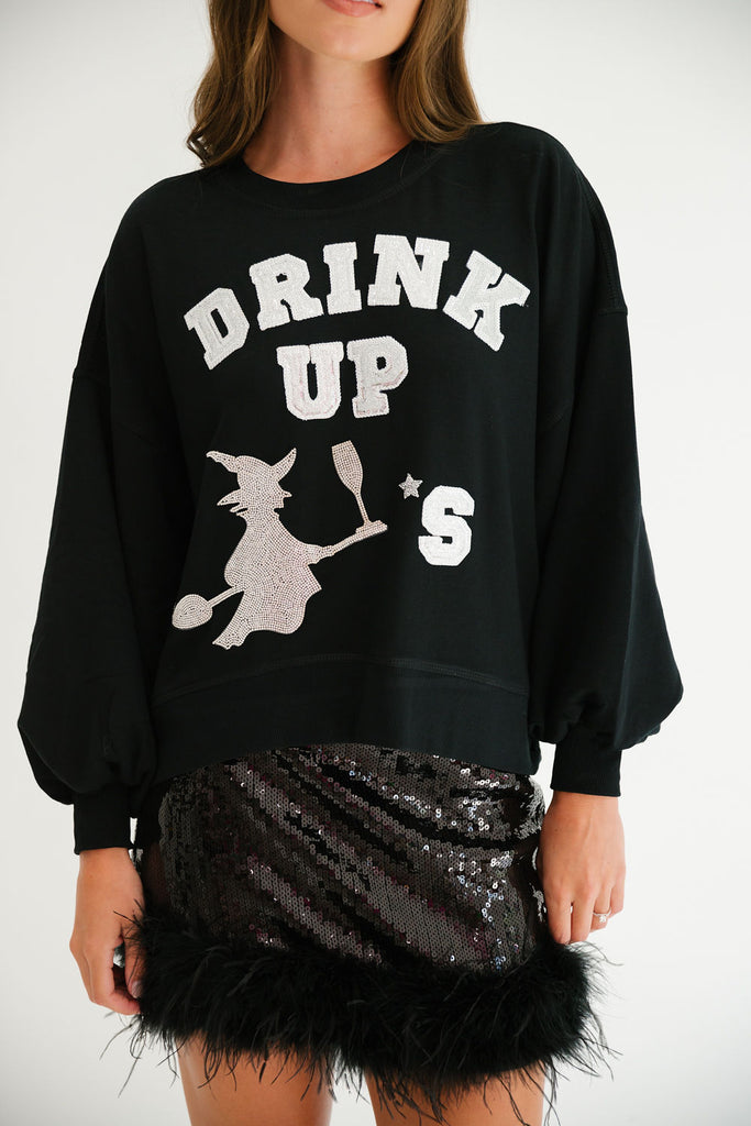 DRINK UP WITCHES BLACK PULLOVER PULLOVER Judith March SMALL BLACK 