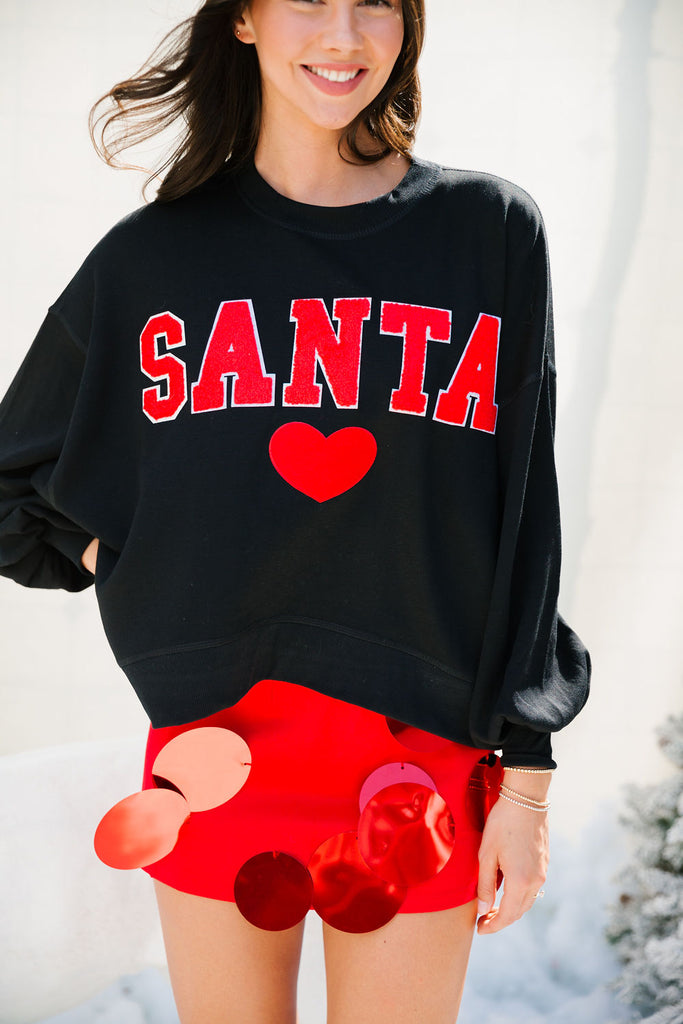 SANTA HEART BLACK PULLOVER PULLOVER Judith March   