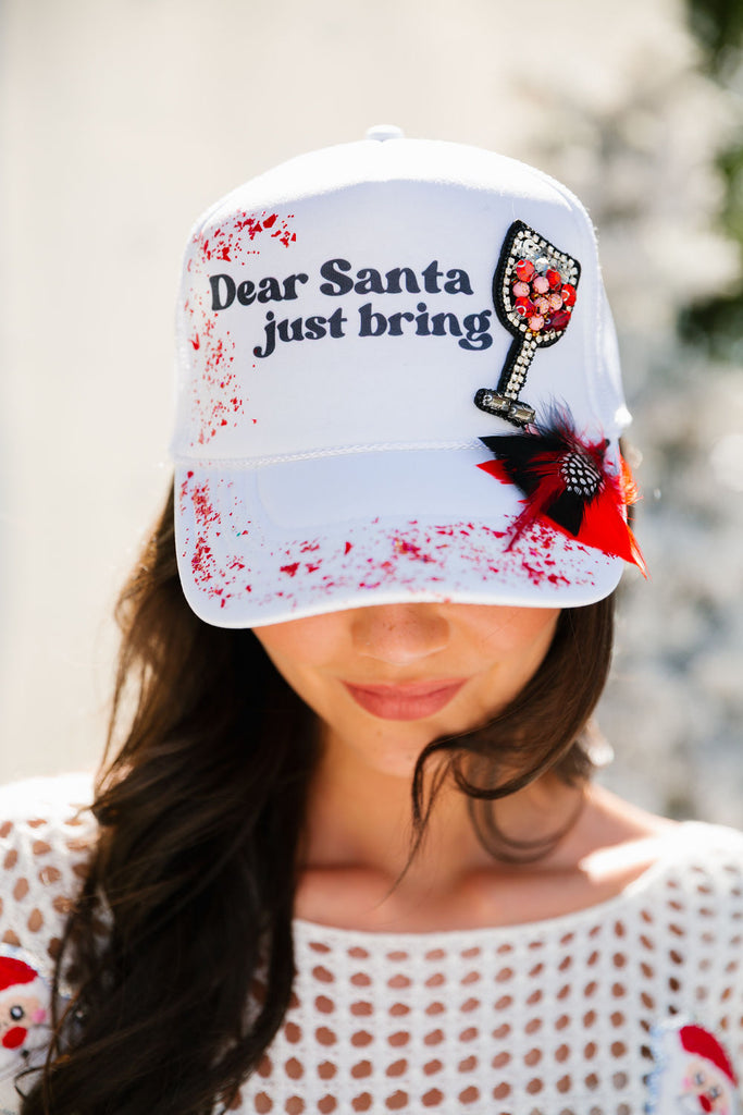 DEAR SANTA WHITE TRUCKER HAT HAT Judith March   