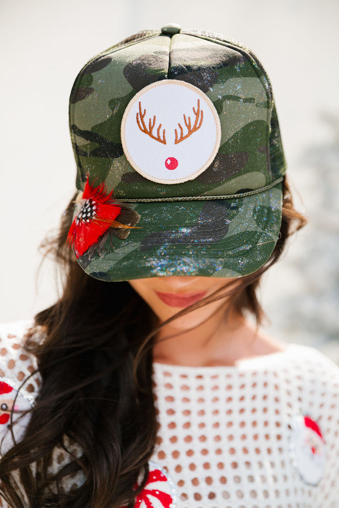 METALLIC RUDOLPH CAMO TRUCKER HAT HAT Judith March   