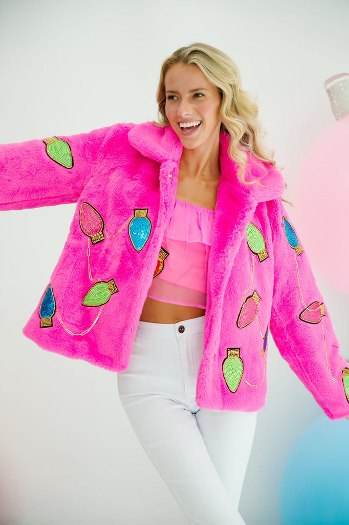 DECK THE HALLS PINK FUZZY JACKET JACKET Judith March   