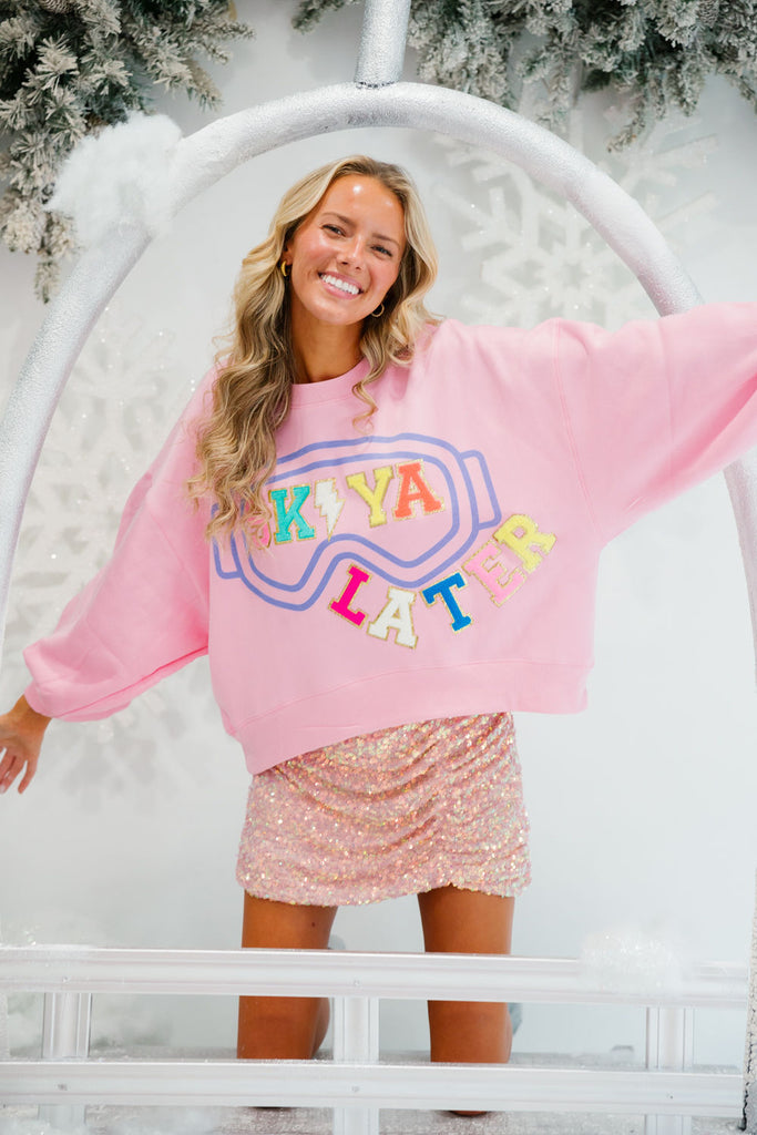 SKI YA LATER PINK PULLOVER PULLOVER Judith March   