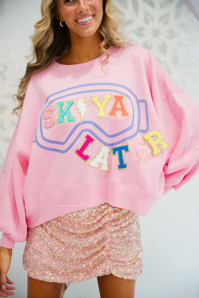 SKI YA LATER PINK PULLOVER PULLOVER Judith March   