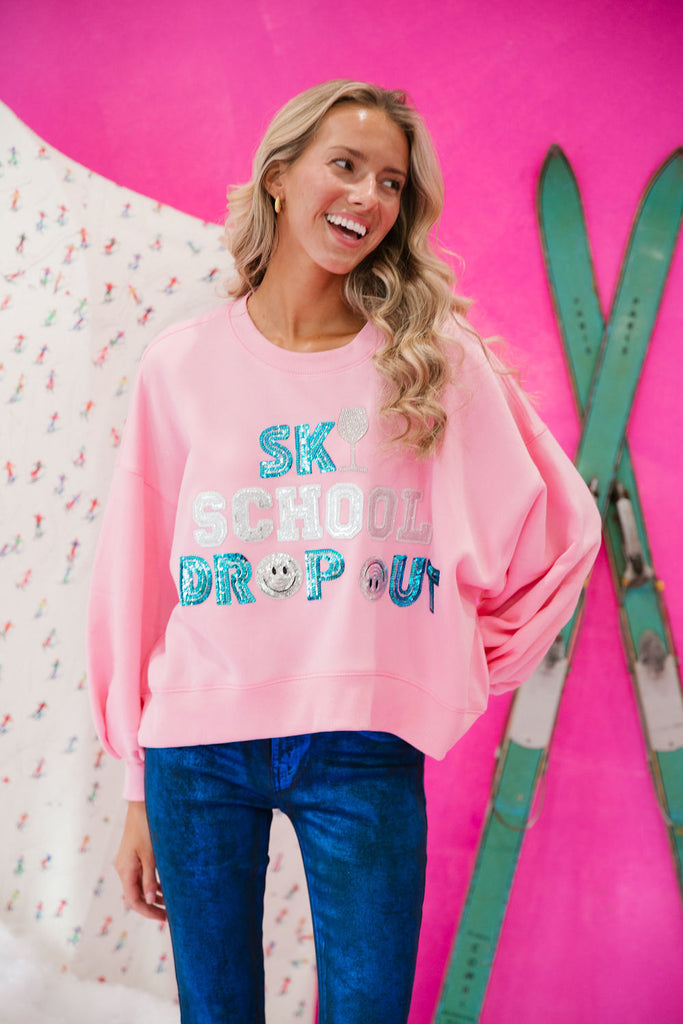 SKI SCHOOL DROPOUT PINK PULLOVER* PULLOVER Judith March