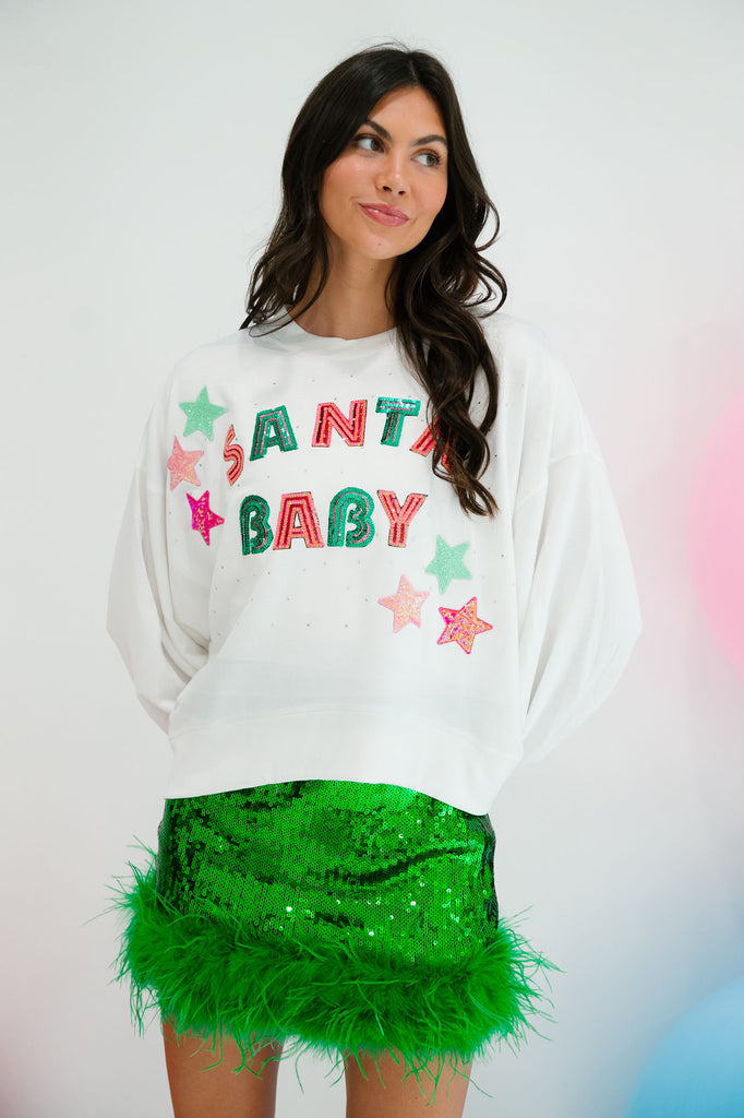 SANTA BABY WHITE PULLOVER PULLOVER Judith March   