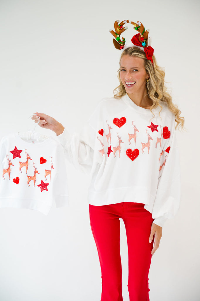 REINDEER LOVER WHITE PULLOVER PULLOVER Judith March   