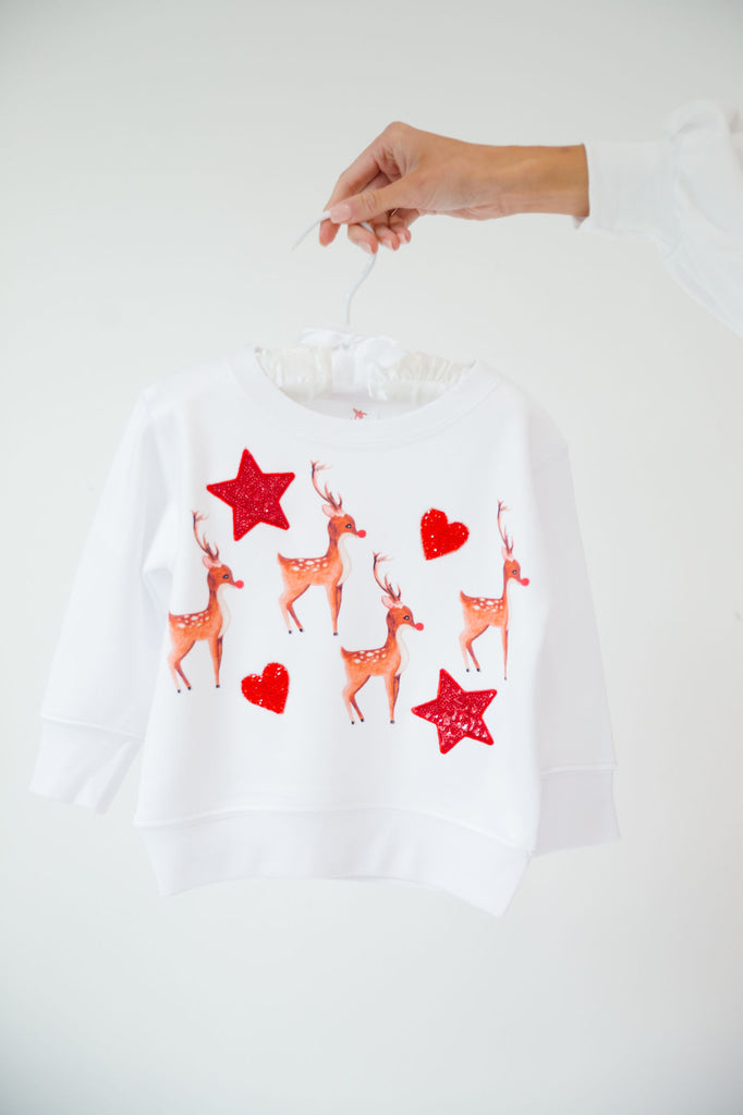 MINI KIDS REINDEER LOVER WHITE PULLOVER PULLOVER Judith March   