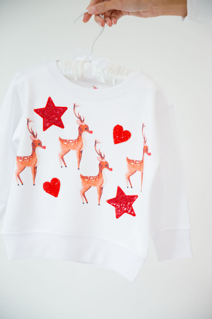 MINI KIDS REINDEER LOVER WHITE PULLOVER PULLOVER Judith March   