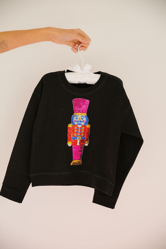 MINI KIDS SEQUIN NUTCRACKER PULLOVERS PULLOVER Judith March X-SMALL (2-4) BLACK W/ RED NUTCRACKER 