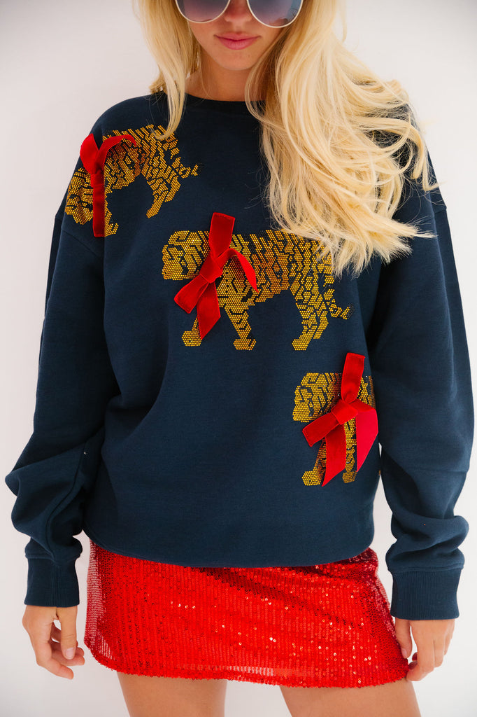 CHRISTMAS TIGERS NAVY PULLOVER PULLOVER Judith March   