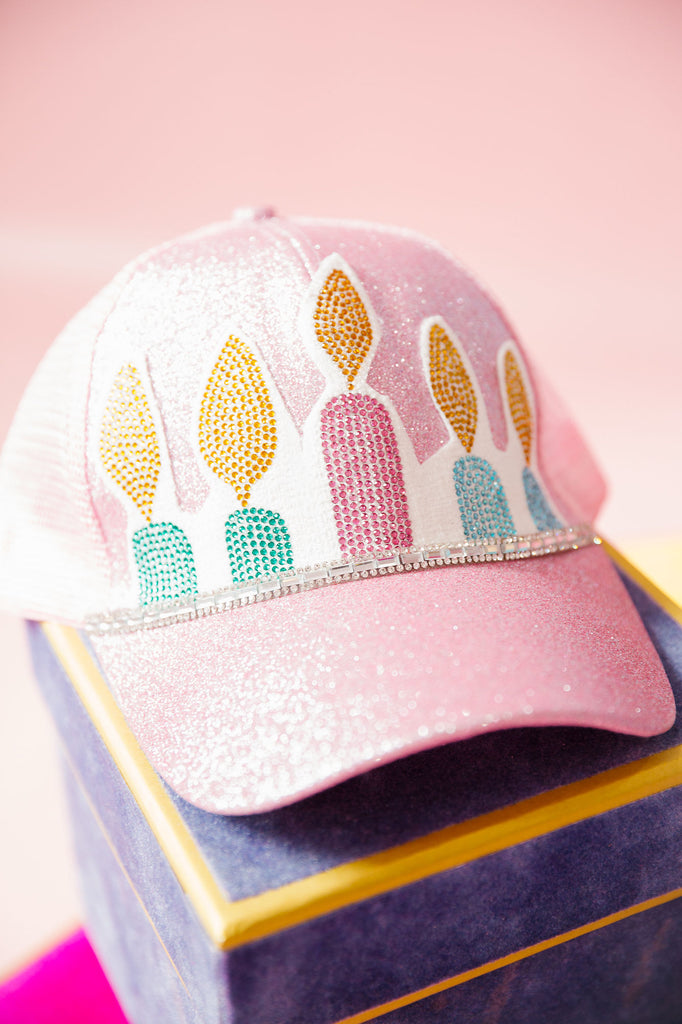 BIRTHDAY CANDLES PINK GLITTER HAT HAT Judith March