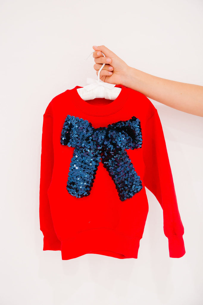 MINI KIDS SEASON TO SPARKLE NAVY BOW PULLOVER PULLOVER Judith March   