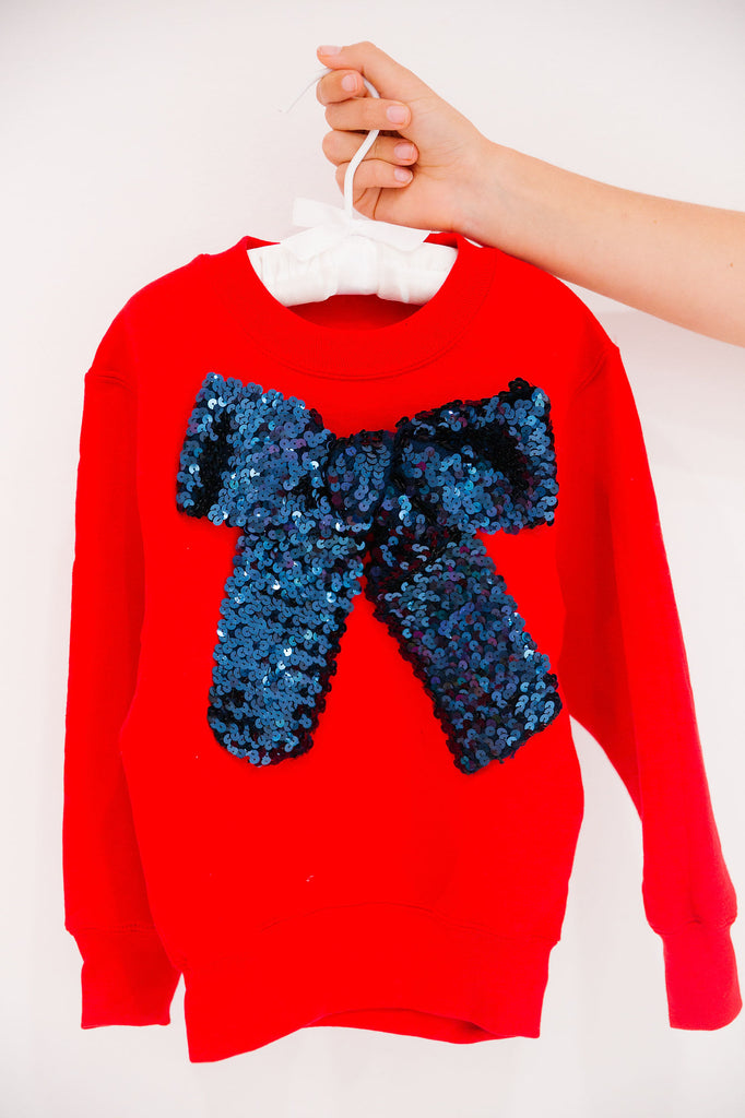 MINI KIDS SEASON TO SPARKLE NAVY BOW PULLOVER PULLOVER Judith March   