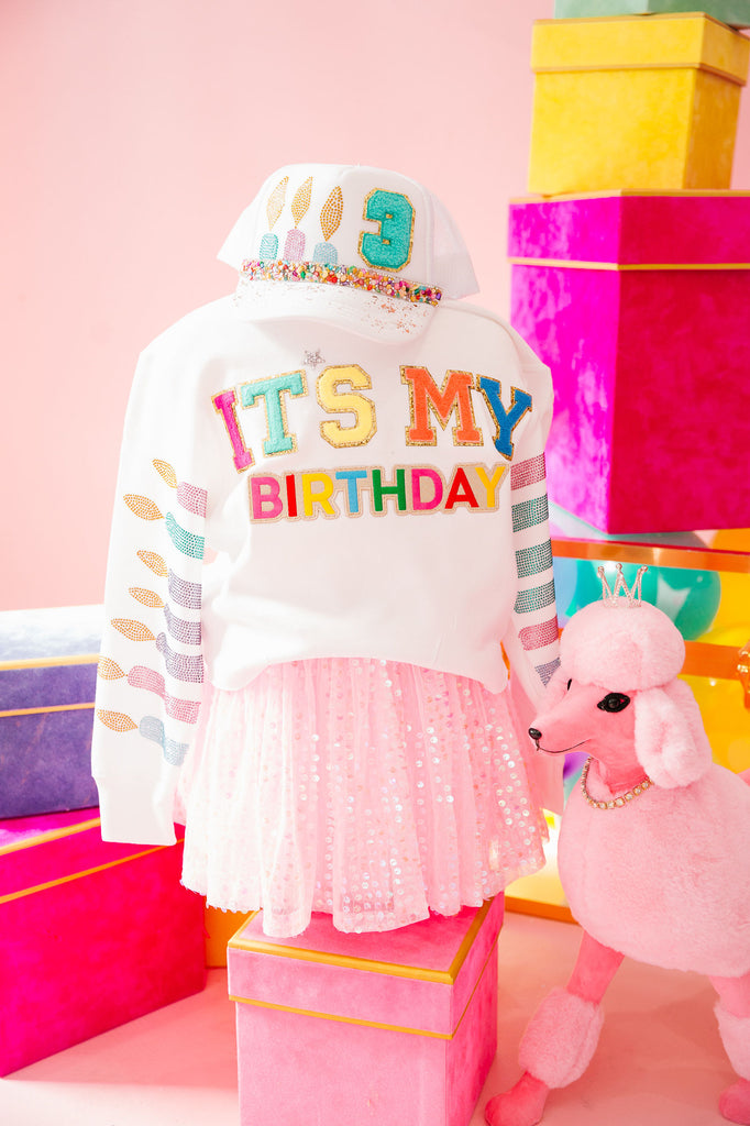 MINI KIDS IT'S MY BIRTHDAY WHITE PULLOVER PULLOVER Judith March