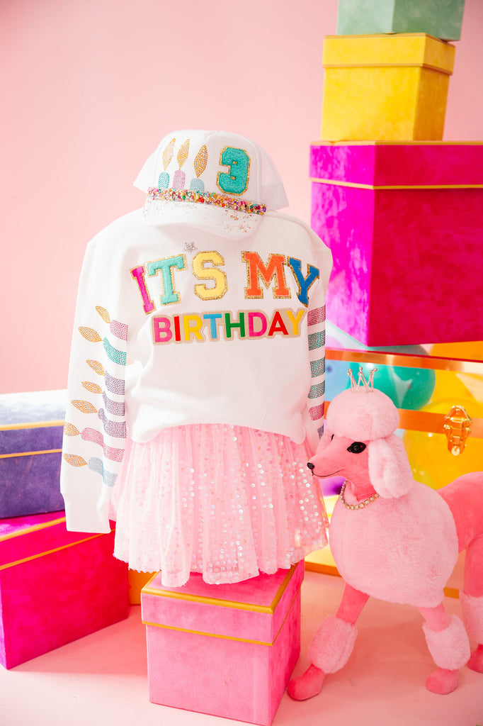 MINI KIDS IT'S MY BIRTHDAY WHITE PULLOVER PULLOVER Judith March