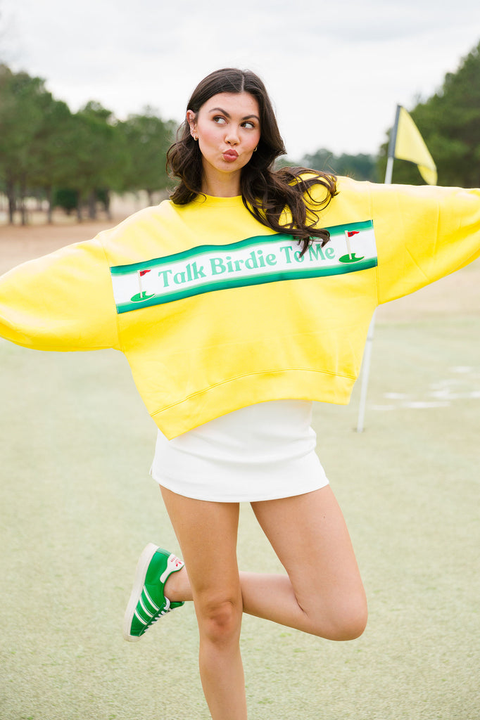 TALK BIRDIE TO ME YELLOW PULLOVER PULLOVER Judith March