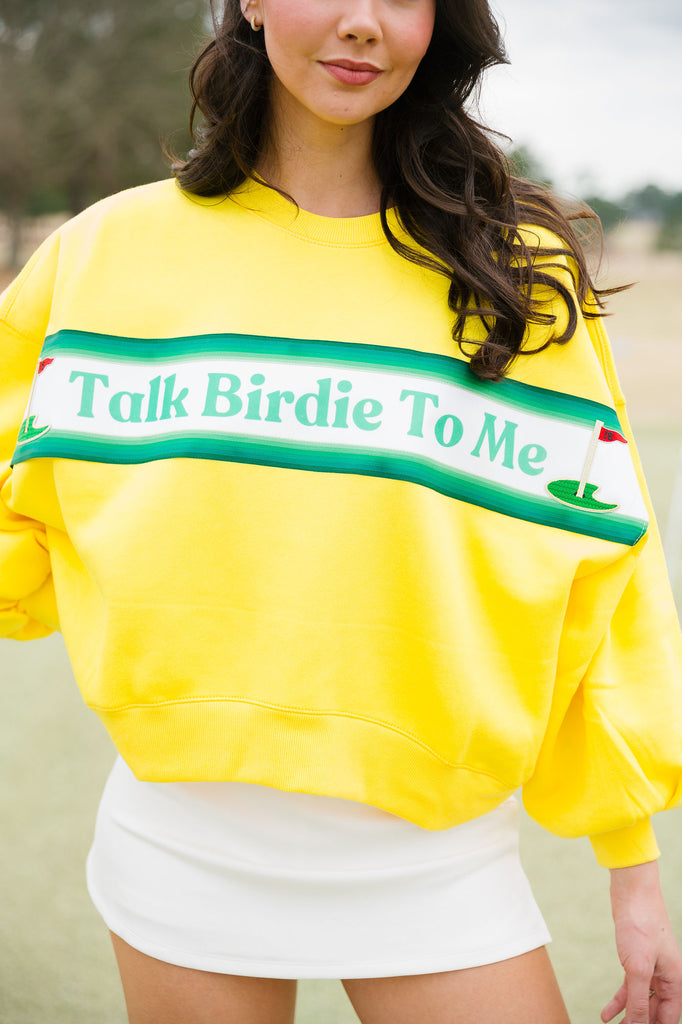 TALK BIRDIE TO ME YELLOW PULLOVER PULLOVER Judith March