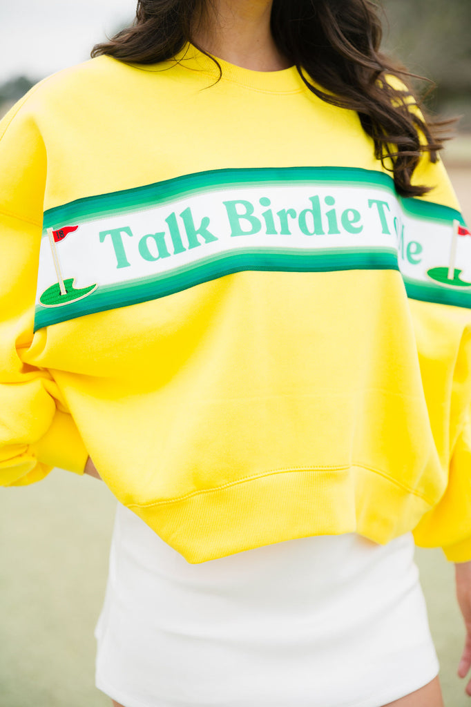 TALK BIRDIE TO ME YELLOW PULLOVER PULLOVER Judith March