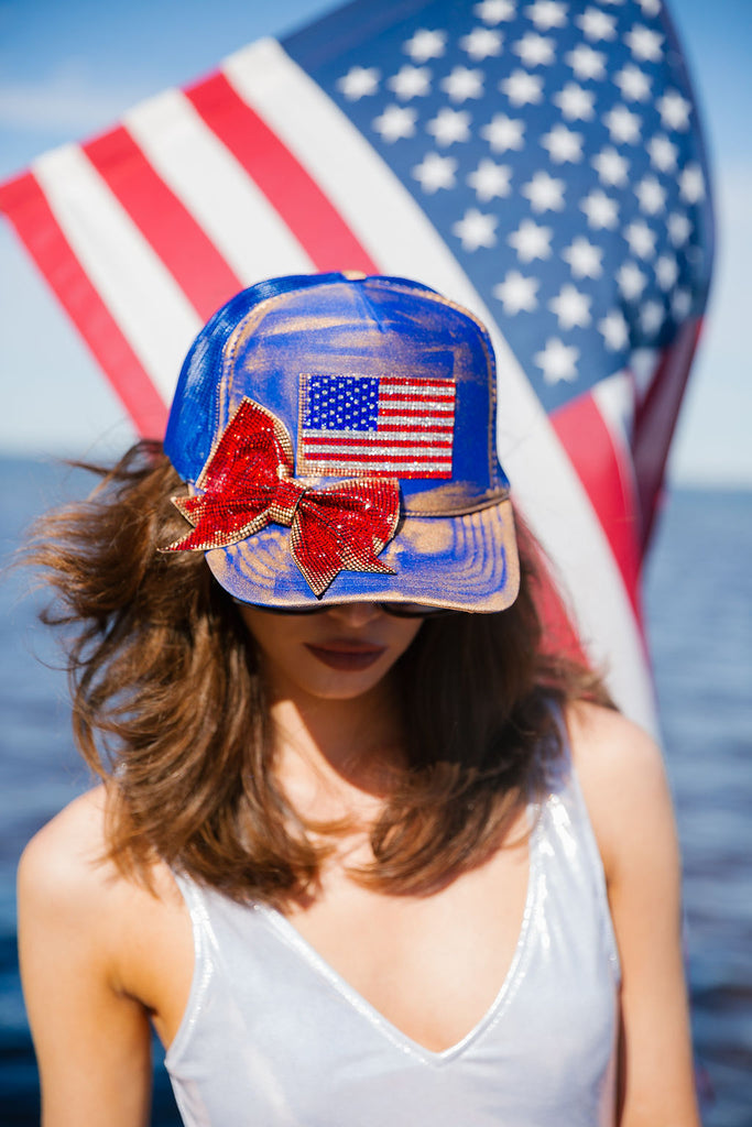 LAND OF LIBERTY BLUE TRUCKER HAT TRUCKER HAT Judith March