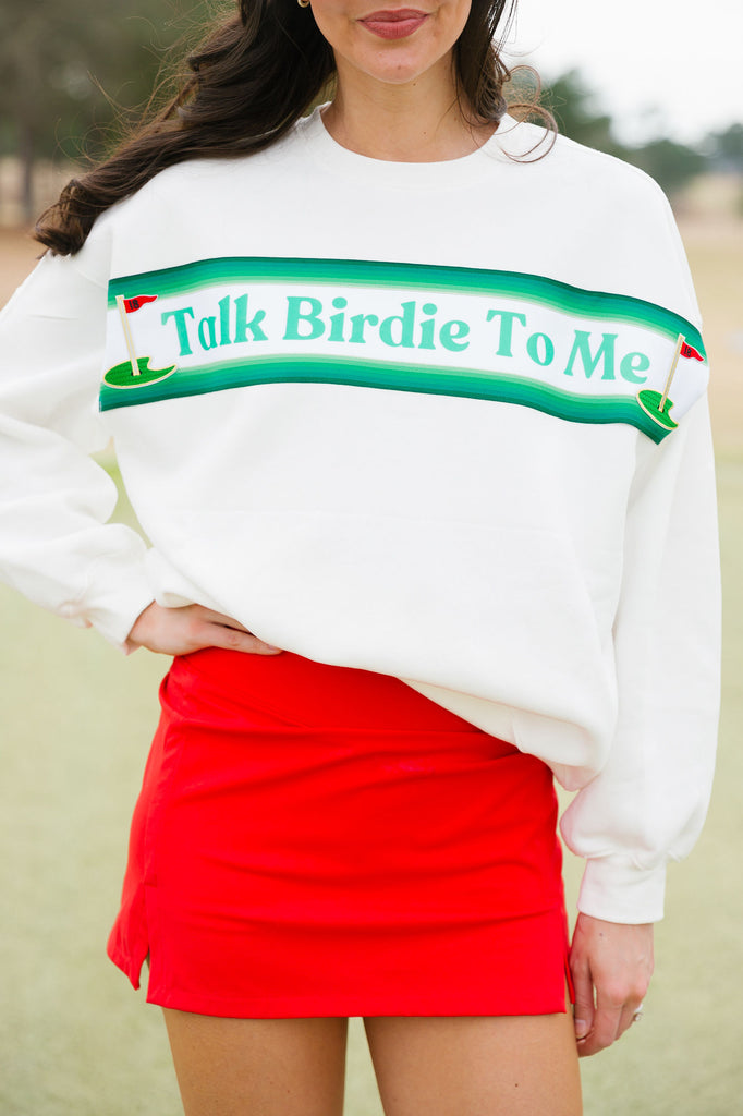 TALK BIRDIE TO ME WHITE PULLOVER PULLOVER Judith March