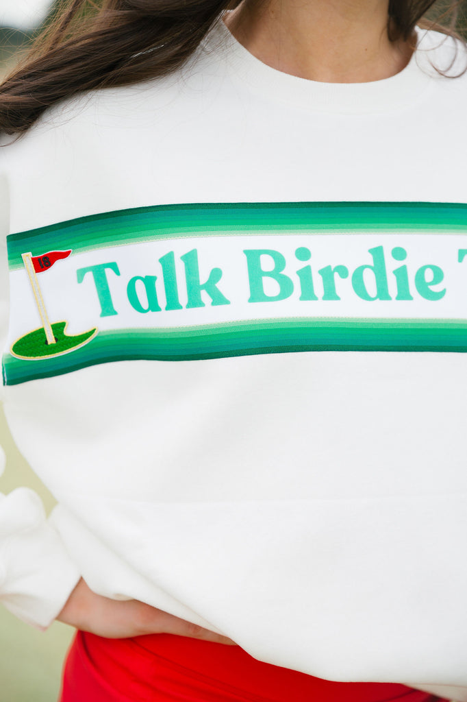 TALK BIRDIE TO ME WHITE PULLOVER PULLOVER Judith March