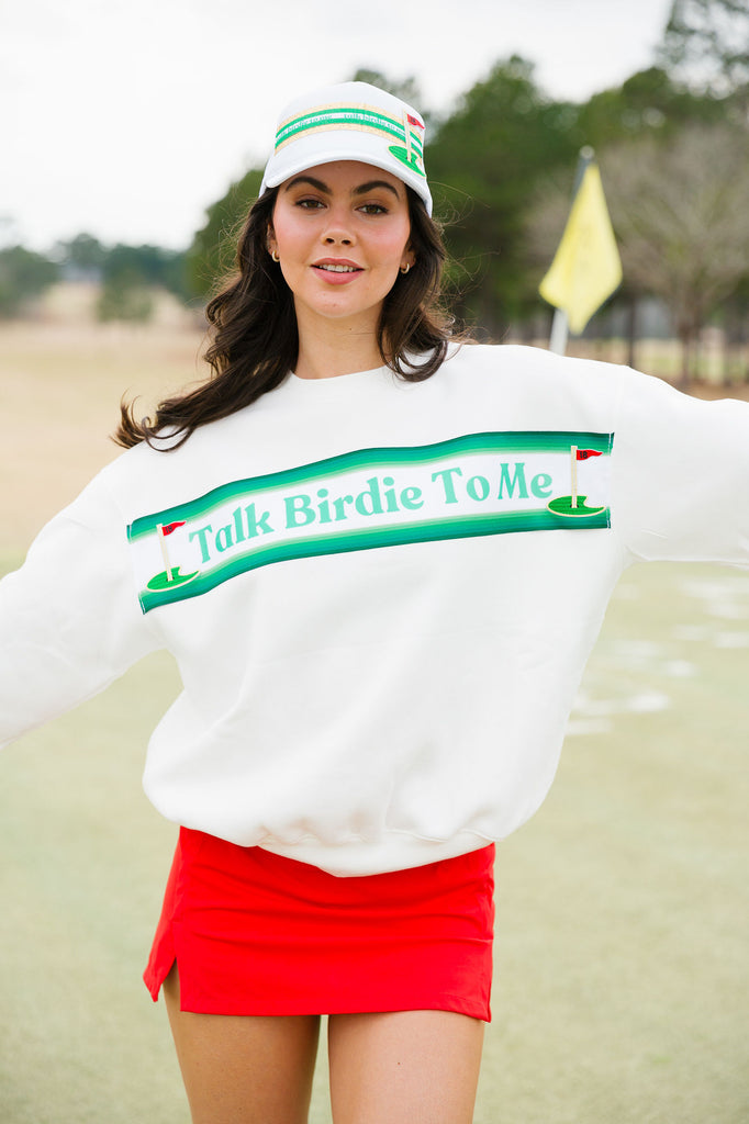 TALK BIRDIE TO ME WHITE PULLOVER PULLOVER Judith March