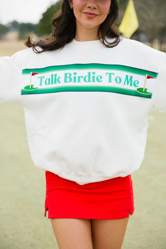 TALK BIRDIE TO ME WHITE PULLOVER PULLOVER Judith March