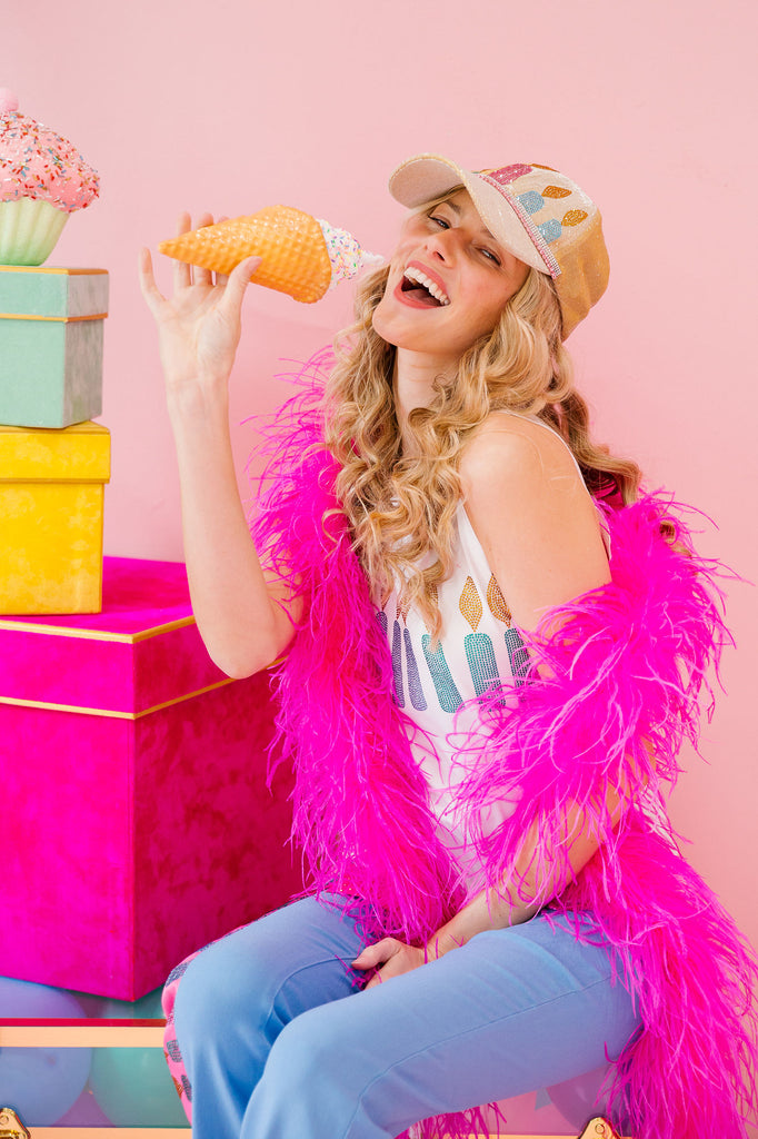 BIRTHDAY CANDLES GOLD GLITTER HAT HAT Judith March