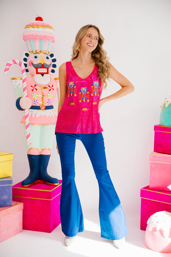 NUTCRACKER PINK SEQUIN TANK TANK Judith March   