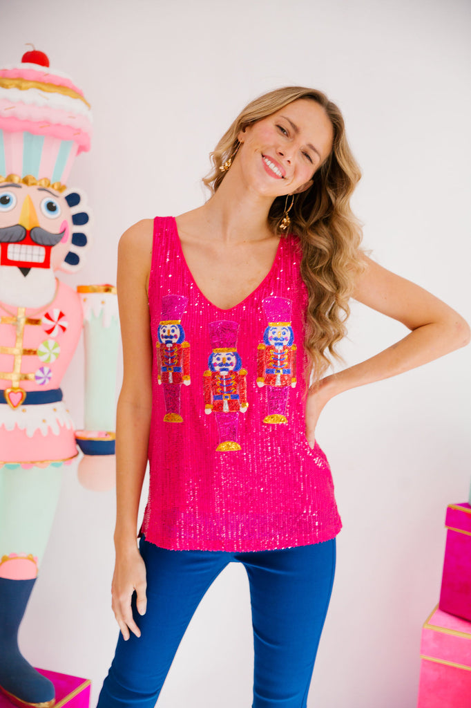 NUTCRACKER PINK SEQUIN TANK TANK Judith March   