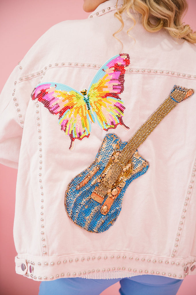 BUTTERFLY MELODY STUDDED JACKETS JACKET Judith March SMALL PINK