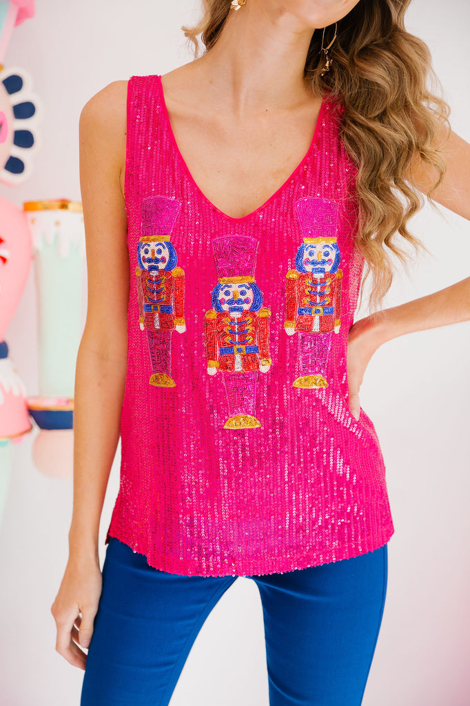 NUTCRACKER PINK SEQUIN TANK TANK Judith March   