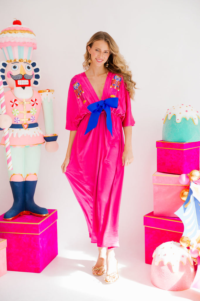 NUTCRACKER BOW PINK MAXI DRESS DRESS Judith March   