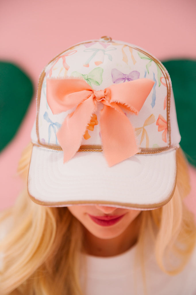 MOM + MINI PASTEL BOWS TRUCKER HATS HAT Judith March ADULT