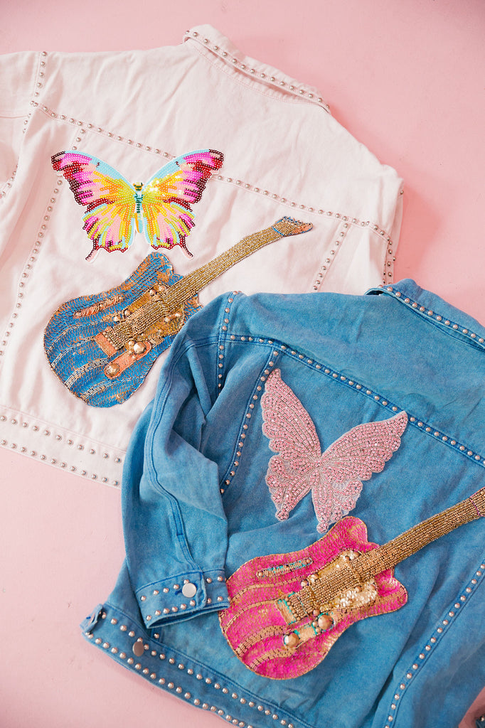 BUTTERFLY MELODY STUDDED JACKETS JACKET Judith March SMALL BLUE