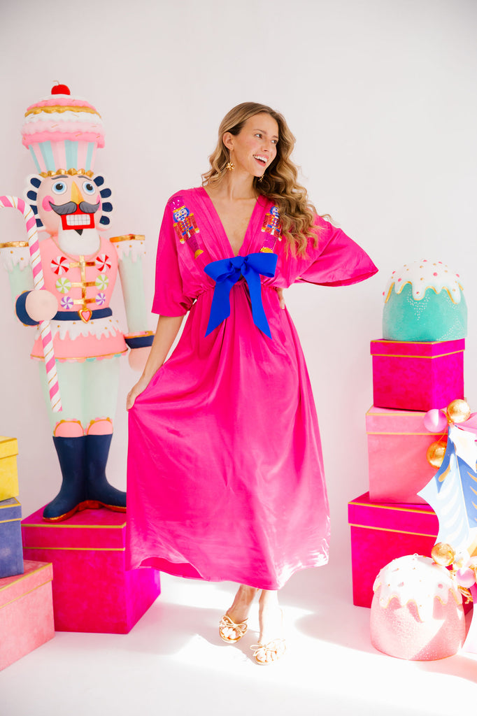 NUTCRACKER BOW PINK MAXI DRESS DRESS Judith March   