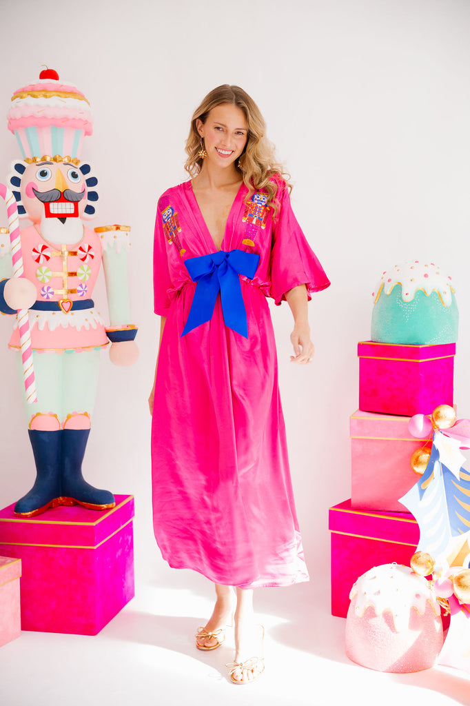 NUTCRACKER BOW PINK MAXI DRESS DRESS Judith March   