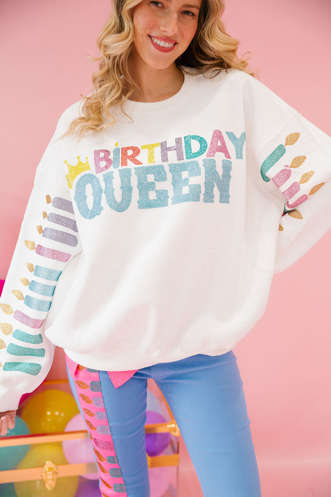 BIRTHDAY QUEEN WHITE PULLOVER PULLOVER Judith March