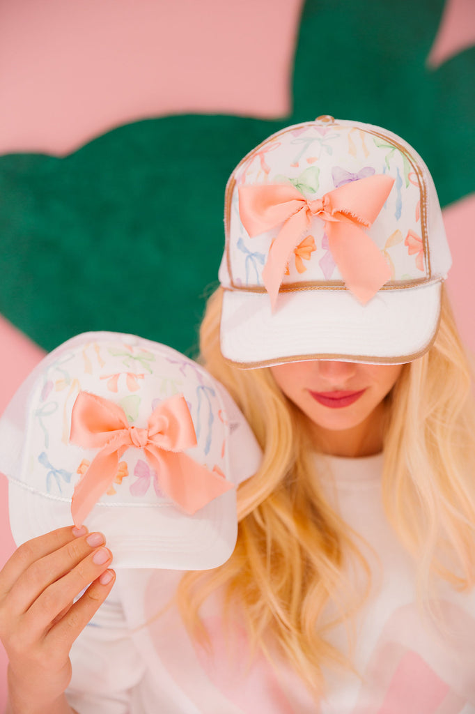 MOM + MINI PASTEL BOWS TRUCKER HATS HAT Judith March