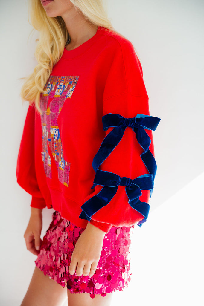 CUSTOM RED SEQUIN NUTCRACKER LETTER PULLOVER PULLOVER Judith March   