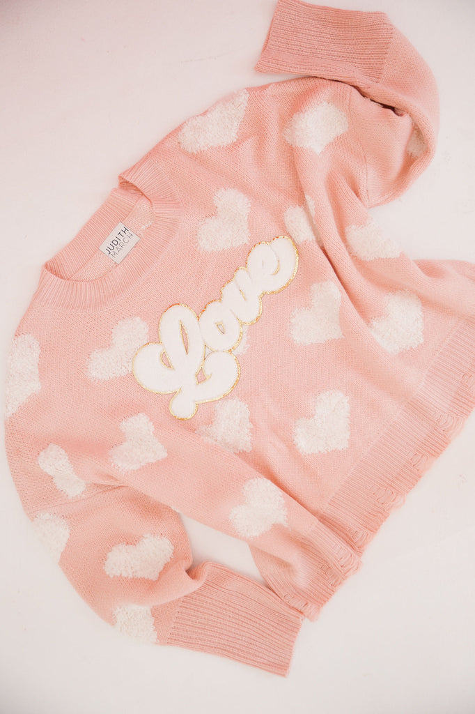 LOVE PINK HEART SWEATER SWEATER Judith March